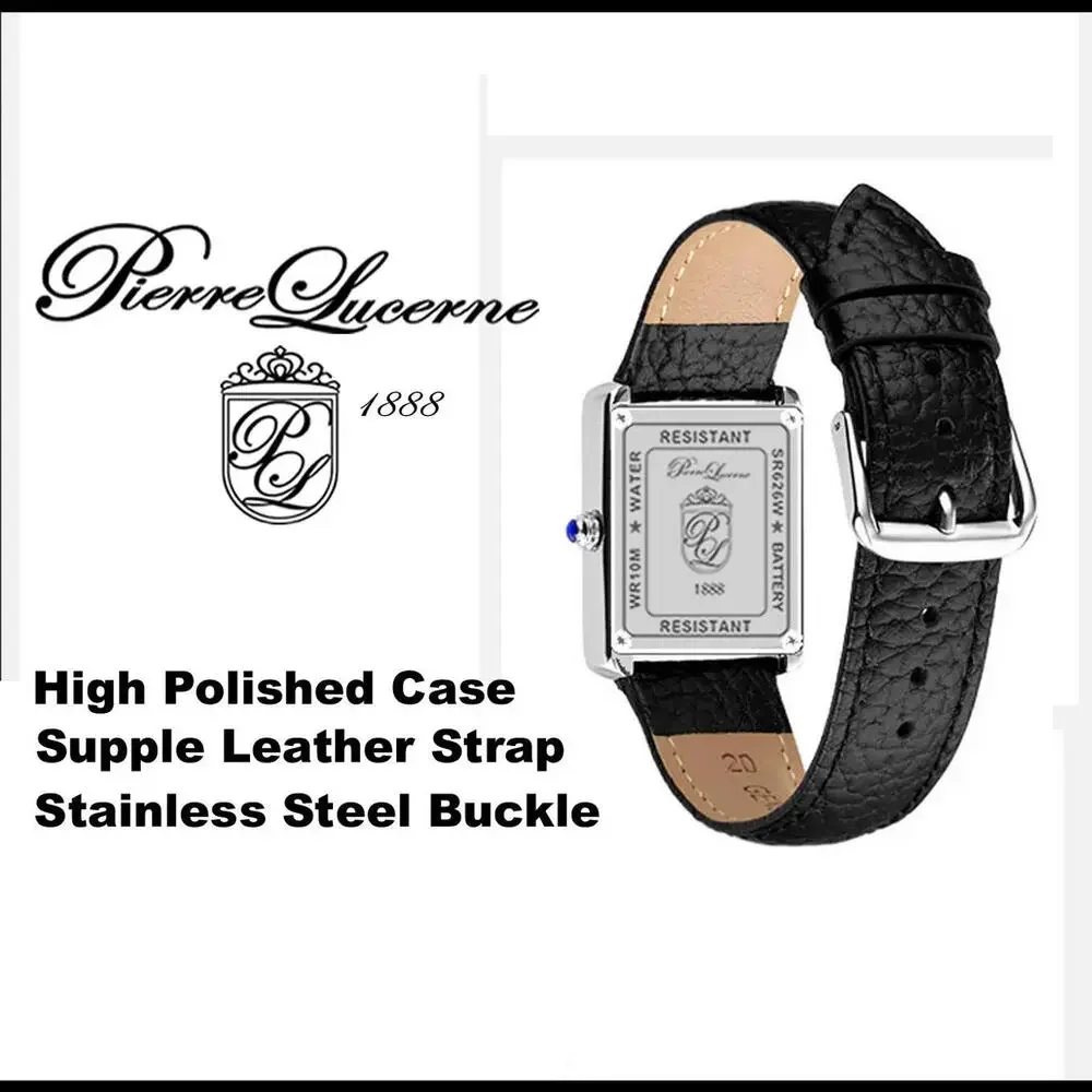 Gorgeous Pierre Lucerne Swiss Inspired Mens‎ Tank Watch Blk